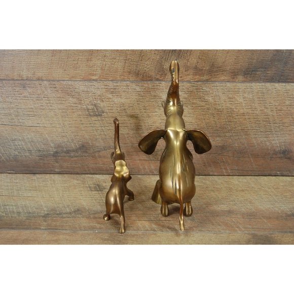 (2) Brass Elephants Made in India 8" and 5" - Picture 4 of 7